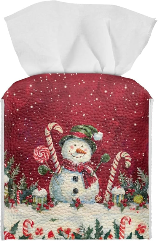 Christmas Tissue Box Holder Square Tissue Holder Organizer Modern Napkin Cover for Bedroom Dresser Night Stand Office Desk PU Leather Decorative Organizer Red Home Decor