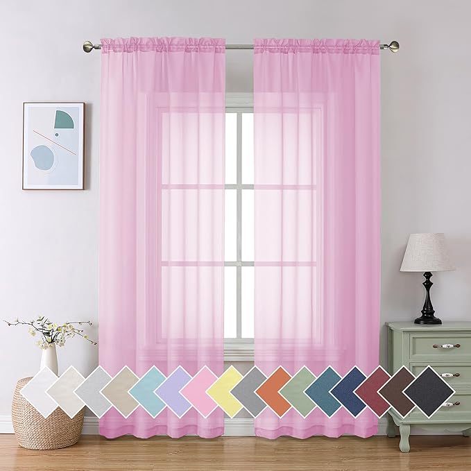 Aiyufeng Sheer Pink Curtains 72inches Long