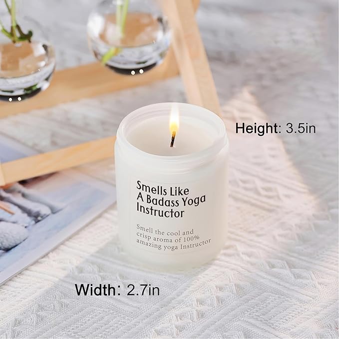 Funny Yoga Instructor Gift Badass Yoga Teacher Lover Gifts for Women Candle Unique for Wellness Coach Lavender Scented