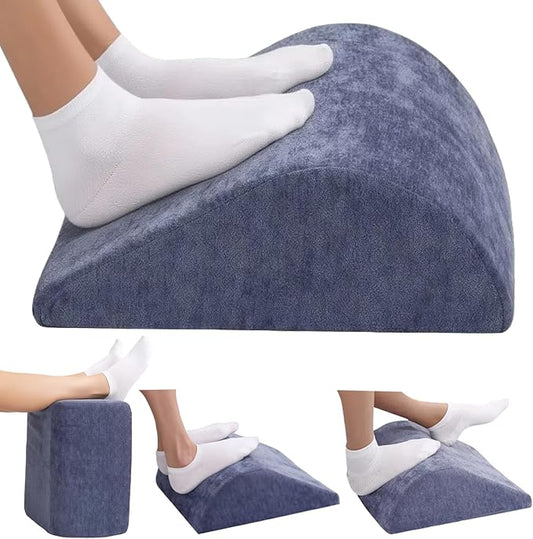 Foot Rest for Under Desk at Work Ergonomic Under Desk Footrest，Support Foot Pillow Double-Sided Footstool， for Office, Home & Gaming Leg Elevation Pillow Blue