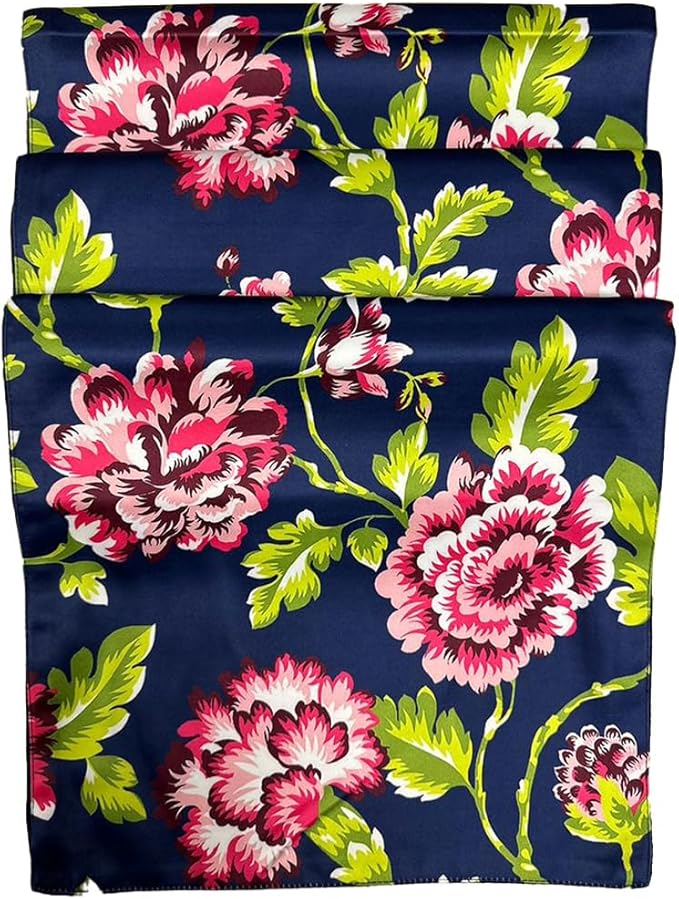 Decozen Table Runner - Japanese Print Floral Design Perfect for Kitchen Dining Room Home Decor Console Table Farmhouse - Navy Blue