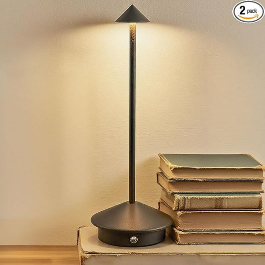 Cordless LED Table Lamp, Rechargeable 5200mAH Battery Operated Lamp for Decor, 3 Color Stepless Dimming Desk Lamps, for Restaurant, Bedroom, Outdoor Camping, Coffee Shop, Night Light