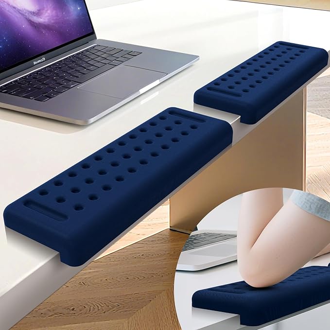 L-Shaped Desk Edge Cushion, 2 PCS Elbow Rest for Desk with Ergonomic Support, Memory Foam Elbow Pad & Arm Rest for Palm, Wrist & Forearm, Non-Slip & Separate Design, Office & Home, Dark Blue