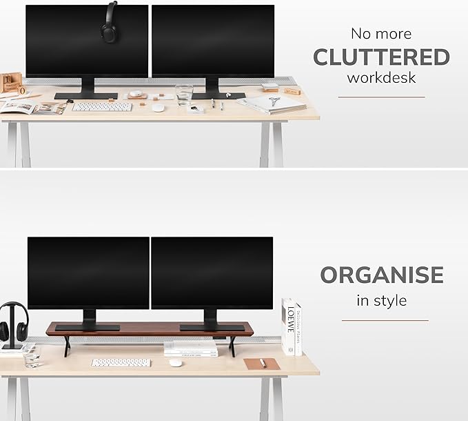 Anji Mountain Monitor Stand - Desktop Organizer & Laptop Riser, Ergonomic Monitor Riser, Space-Saving Monitor Stand for Desk, Durable Construction, Easy Assembly, Ideal for Home & Office,Walnut