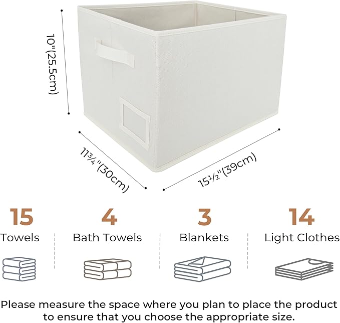 GRANNY SAYS Cloth Storage Bin with Label Holder, Closet Organizers and Storage Shelves, Sweater Storage Boxes for Closet Room, Storage Baskets for Organizing, Pearl White, Extra Large, 3-Pack