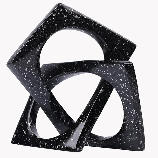 DOVDOV Black Home Room Decor, Geometric Knot Figurines, Unique Home Decor, Modern Decorations for Shelf Mantle Coffee Table tv Stand Console trinkets.