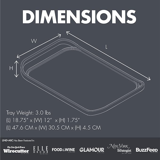 LINE+ARC Waterproof, Easy-to-Clean, 18"x12" Serving Tray Extra Large Handles (Slate) 100% Food-Grade Melamine for Breakfast, Dinner, Bed, Tea, Crafts, Decorative, TV, Couch, Outdoor, Patio