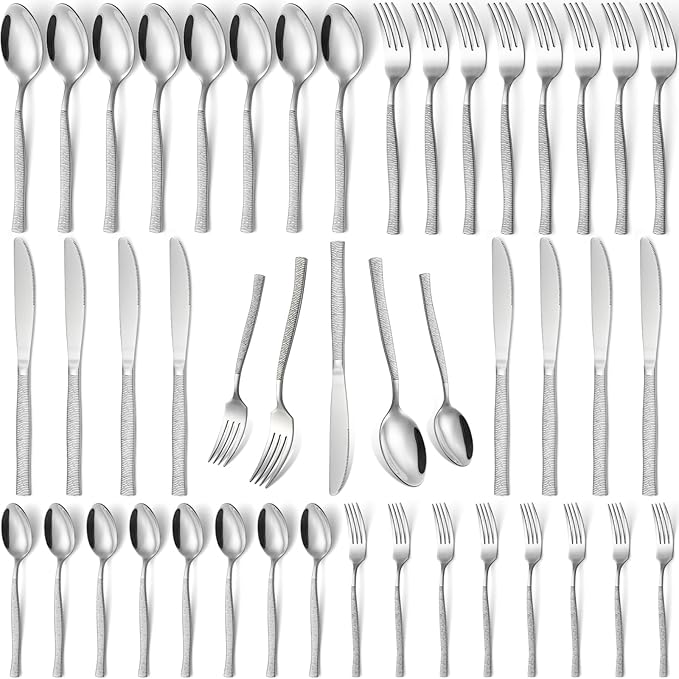 40-Piece Silverware Set Stainless Steel Flatware Set for 8,Dinner Knives Forks and Spoons Silverware Set Cutlery Utensil Set for Home,Kitchen,Restaurant,Hotel