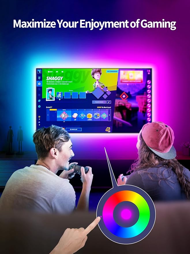 TV LED Backlight, 9.84ft LED Lights for 32-43in TV, RGB TV Lights Behind with Music Sync Bluetooth APP and Remote Control Strip Light USB Powered for Bedroom Home Decor