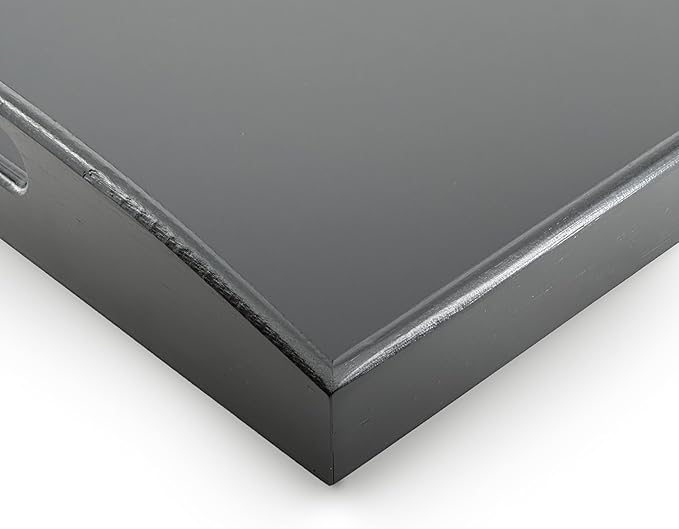 Bam & Boo Black Bamboo Serving Tray Extra Large with Handles for Food, Drinks, Storage, Decor, Vanity, Breakfast, Parties, Weddings, Picnics(23.6” x 15” x 2.35”, Black)