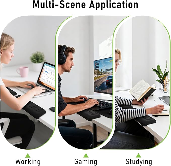 L-Shaped Memory Foam Desk Elbow Pad, 2-Piece Ergonomic Arm Rest Cushion, Non-Slip Desk Edge Wrist Support for Office Home