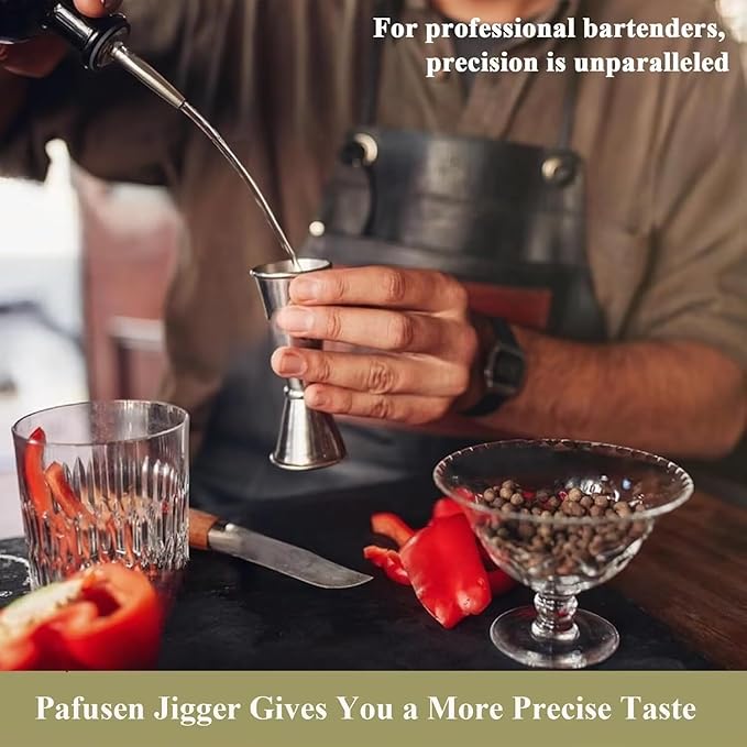 Homestia Jigger for Bartending with 1 Pourer, Japanese Jigger with Measurements Inside, Jigger 2oz 1oz, Shot Measure Jigger, Bar Jigger Bartender Tool Accessories (Silver)