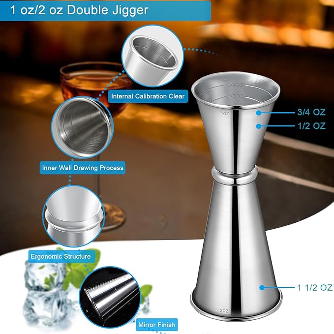 Cocktail Shaker Set with Stand,Cocktail Kit,Bartender Kit with 10 Piece Bar Tool Set,Matini Shaker,Mixing Spoon,Jigger,Strainer,Muddler,Corkscrew for Barware Set and Other Bar Tools (Black Bamboo)