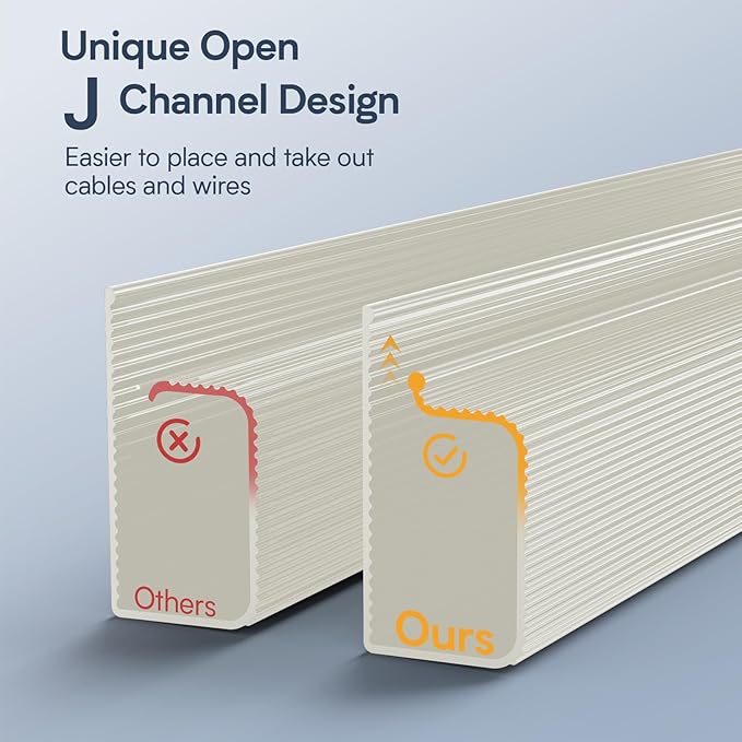 Delamu 2 Pack Under Desk Cable Management, Safe Tidy Cable Management Under Desks for Home Office, Cord Organizer for Desk, Wire Organizer Kit, Beige