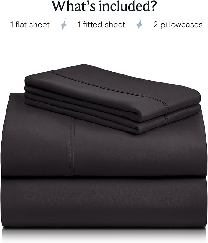 LuxClub 6 PC Queen Sheet Set, Breathable Luxury Bed Sheets, Deep Pockets 18" Wrinkle Free Cooling Sheets Machine Washable Hotel Bedding Silky Soft - Black Queen