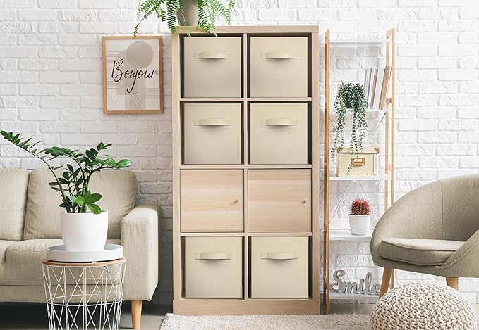 Sorbus Fabric Storage Cubes - 6 Foldable Storage Bins for Organizing Pantry, Cubbies, Toy Box - Clothes Storage & Closet Organizer - 13 Inch Collapsible Cube Baskets for Shelves with Handle