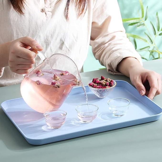 Cafe Fast Food Cafeteria Tray, FoodService Products, Eco-Friendly Wheat Straw & PP Plastic Tray - 17" X 12" X 0.6", Non-Slip Surface for Kitchen, Office - Beige