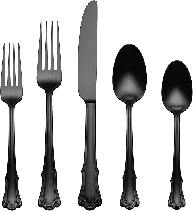 Oneida 896767 James Street Satin Black 20 Piece Flatware Set