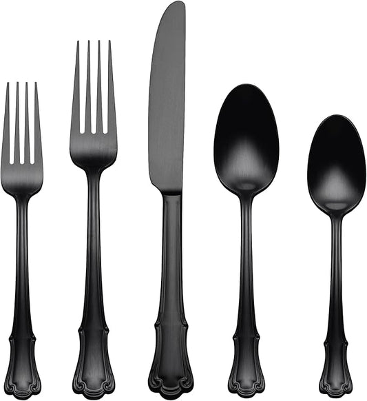 Oneida 896767 James Street Satin Black 20 Piece Flatware Set
