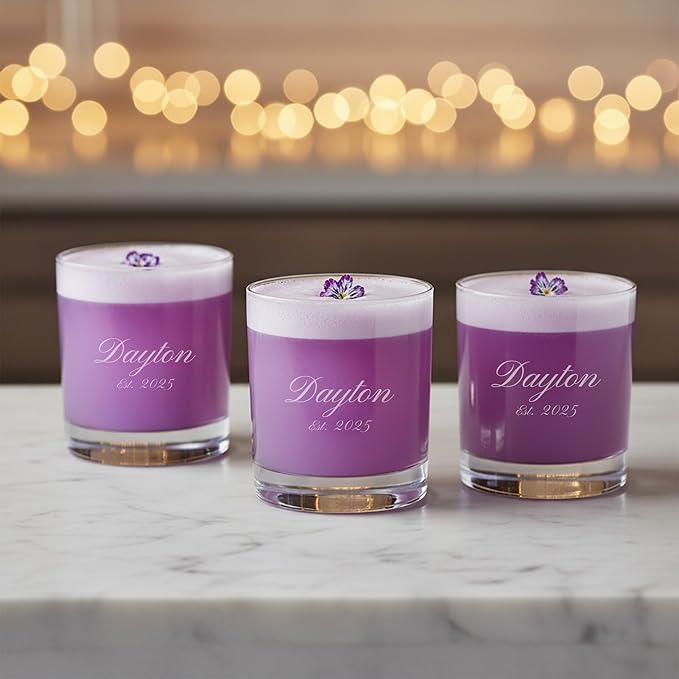 Waterford Marquis Personalized Moments Double Old Fashioned Glasses, Set of 4 Custom Engraved Crystal Whiskey/Rocks Glasses for Bourbon, Scotch, Liquor, Home Bar Accessories