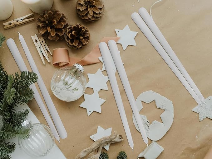 12 Inch Taper Candles 6 Pcs Unscented, Smokeless, Dripless Long Tapered Candlesticks Candles for Christmas Birthday Dinner Wedding Party Home Decor