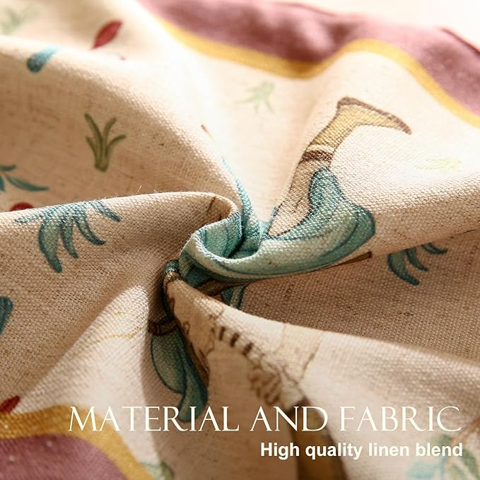 patdrea Designer Idyll Linen Extra Long Table Runner,Vintage Beige Farmhouse with Ancient Figure and Fruit Trees Pattern Table Mat, Decoration for Kitchen Dining Banquet Christmas ,12"*102"