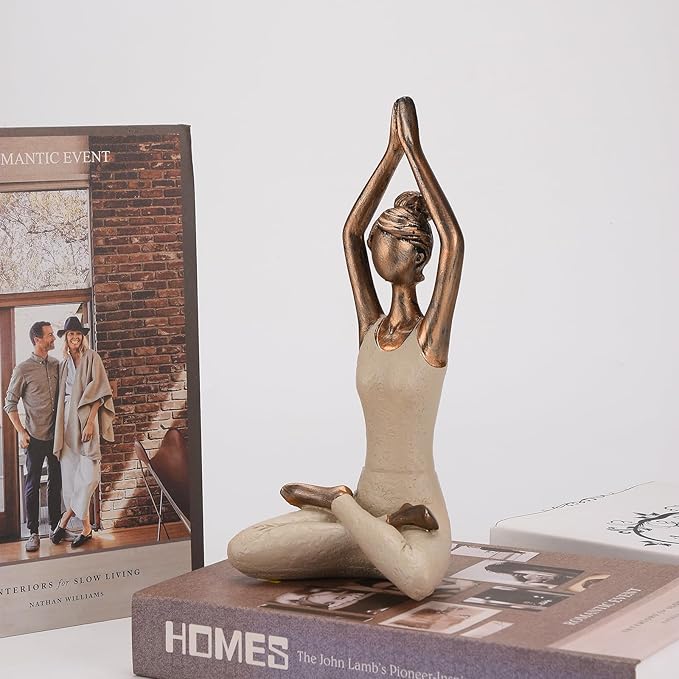 BRABUD Resin Yoga Girl Statue 10.2''(H) Meditation Zen Modern Figurine Home Bedroom Bookself Living Room Desk Decor Collectible Gift TQSHBS36