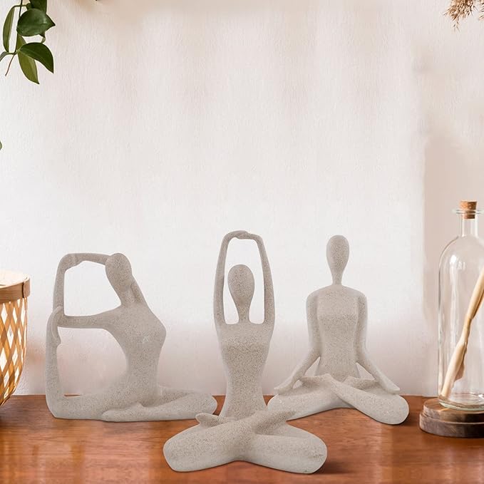 SIMON'S SHOP Yoga Sculpture Modern Accent Figurine for Living Room Workout Space Resin Desk Decor Yogis Statue Padmasana Lotus Posture