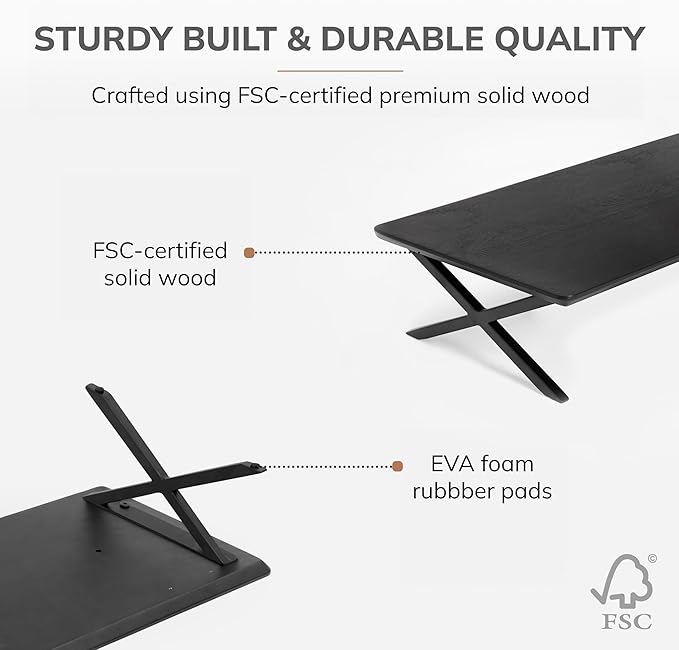 Anji Mountain Monitor Stand - Desktop Organizer & Laptop Riser, Ergonomic Monitor Riser, Space-Saving Monitor Stand for Desk, Durable Construction, Easy Assembly, Ideal for Home & Office,Black