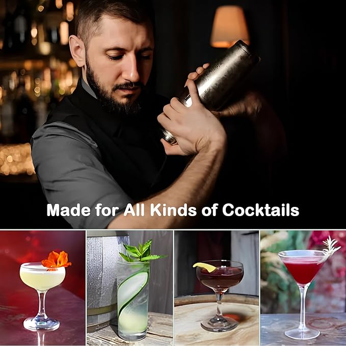10-Piece Cocktail Shaker Bartender Kit - Elegant Drink Mixer Set Muddler Jigger Strainer, Dishwasher Safe, for Housewarming, Drink Mixer Fans, Lovers, Family, Friends