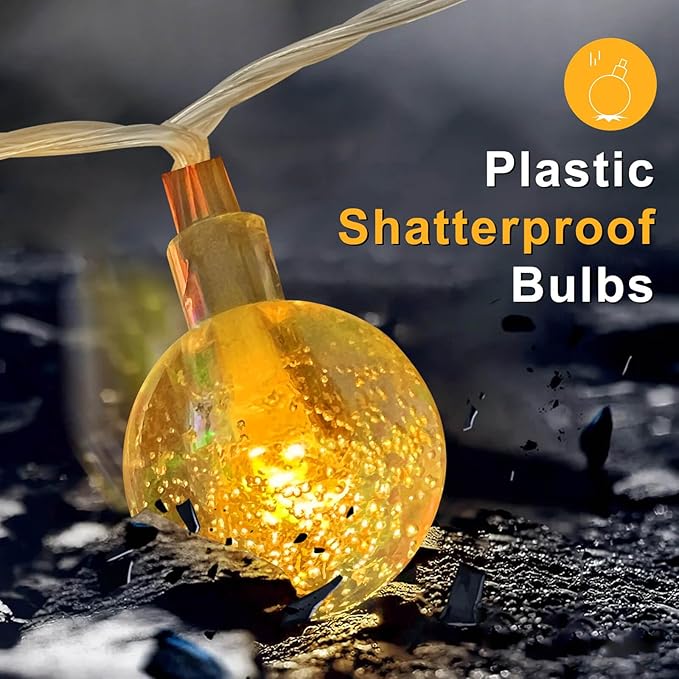 50ft String Lights -𝗠𝘂𝗹𝘁𝗶-𝗖𝗼𝗹𝗼𝗿+𝗪𝗮𝗿𝗺 𝗪𝗵𝗶𝘁𝗲 (𝟮-𝗶𝗻-𝟭), Extendable Crystal Globe String Lights Plug in for Outdoor & Indoor Bedroom, Classroom,Dorm,Patio