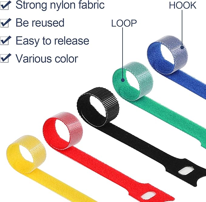 120PCS 6 Inch Cable Ties Reusable Multi-Purpose Wire Ties Cord Organizer Adjustable Cable Management 5 Colors