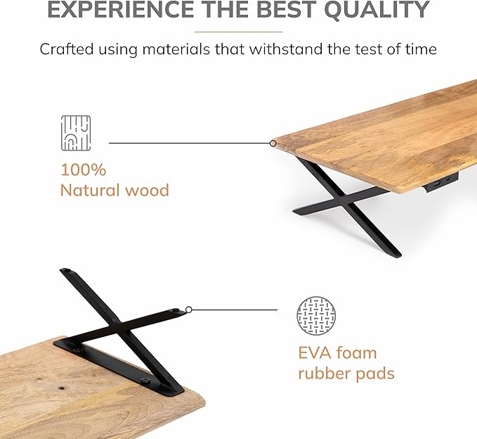 Anji Mountain Monitor Stand - Desktop Organizer & Laptop Riser, Ergonomic Monitor Riser, Space-Saving Monitor Stand for Desk, Durable Construction, Easy Assembly, Ideal for Home & Office,Natural