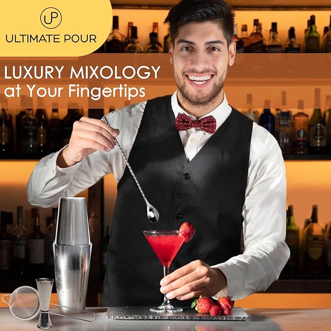 Professional Bartender Kit Travel Bag with Cocktail Shaker Set | Portable Bartending Mixology Bar Set with 18/28 oz Boston Shaker | Pro Bar Tools Perfect for Home, Bar, Parties, Beach, BBQ | 24 Pcs