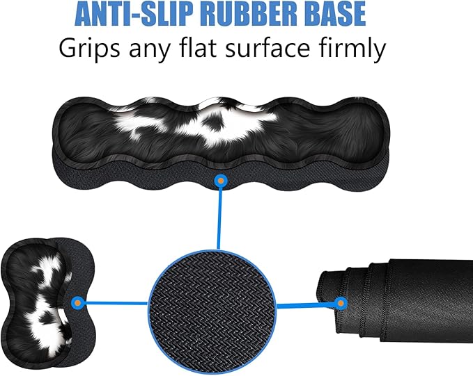 4 in 1 Ergonomic Memory Foam Mouse Pad Wrist Rest Set, Large XXL Gaming Desk Pad + Keyboard Wrist Rest + Mouse Wrist Cushion + Coaster for Home Office Study Gaming, Black and White Cow Print
