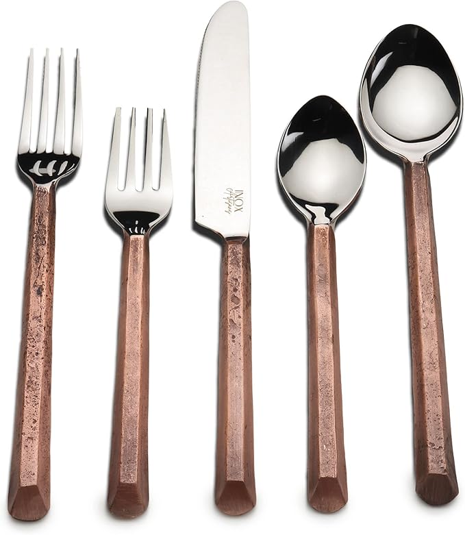 Inox Artisans Plateau Copper Antique 20 Pc. Flatware Set (Serves 4)