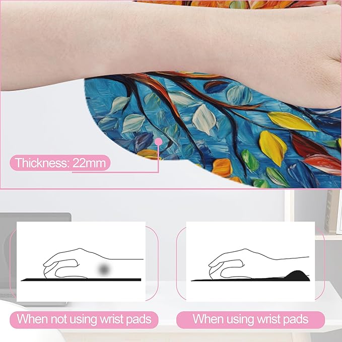 Tree of Life Mouse Pad with Wrist Rest and Keyboard Wrist Rest Set, Non-Slip Rubber Base Memory Foam Mouse Pad Set for Women, Office Desk Accessories, Gaming