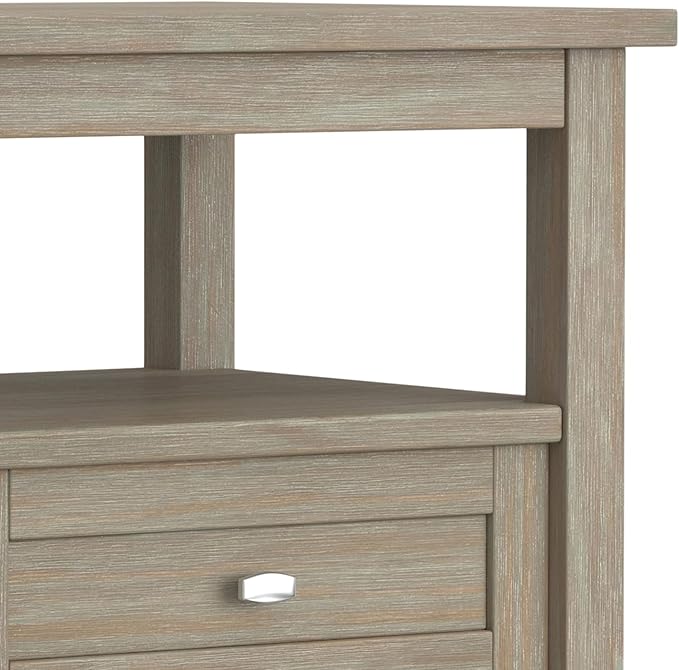 SIMPLIHOME Warm Shaker SOLID WOOD 20 inch Wide Rectangle Transitional End Side Table in Distressed Grey for the Living Room and Bedroom