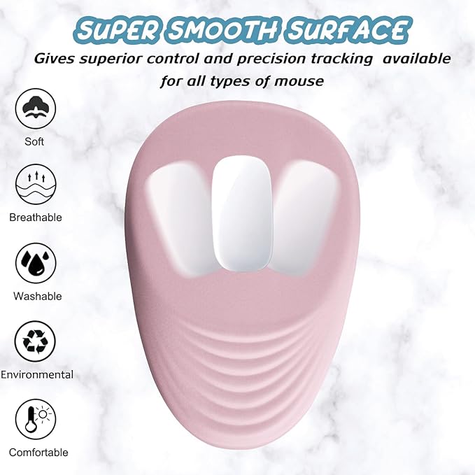 Ergonomic Mouse Pad Wrist Rest, Pink Mouse Pads with Wrist Support, Memory Foam Massage Design & Non-Slip PU Base MousePads for Pain Relief, Desk, Office, Home, Women