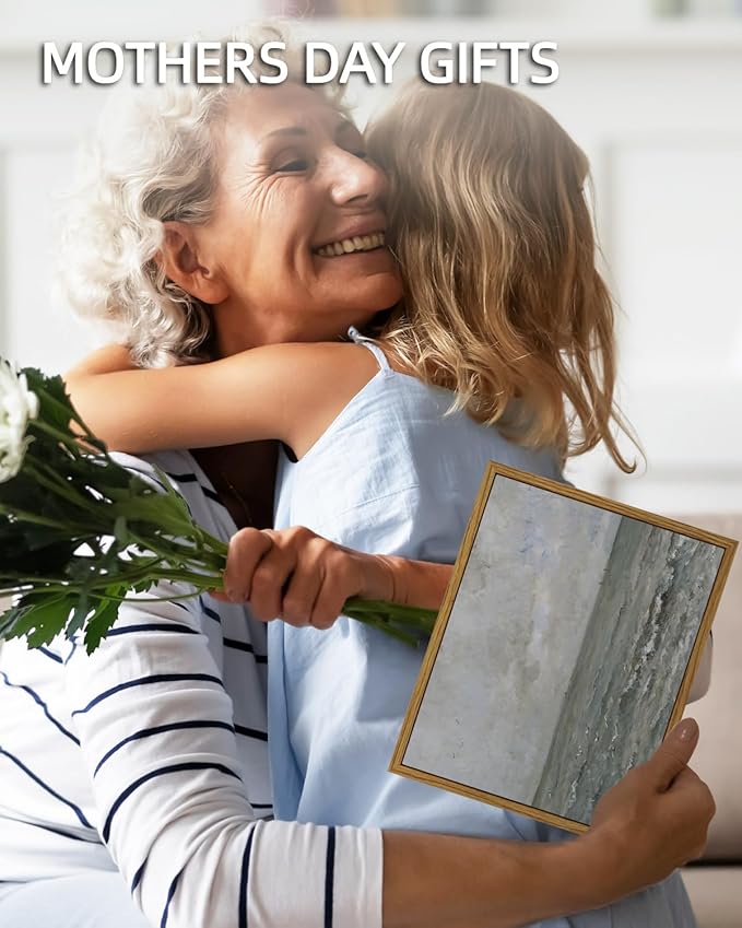 VIYYIEA Framed Canvas Wall Art Home Decor, Vintage Seascape Paintings Wall Decor, Ocean Art for Living Room Bedroom Bathroom, 9"x11"