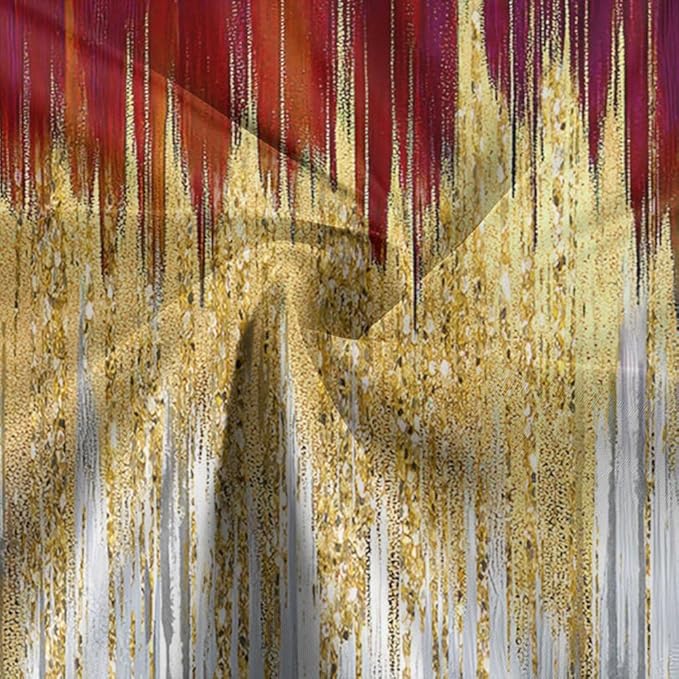 JAWO Abstract Dark Red Shower Curtain, Gold Blue Boho Ombre Minimalist Chic Art Shower Curtains, Modern Neutral Contemporary Striped Brush Strokes Tan Art Waterproof Bathroom Curtain with 12 Hooks