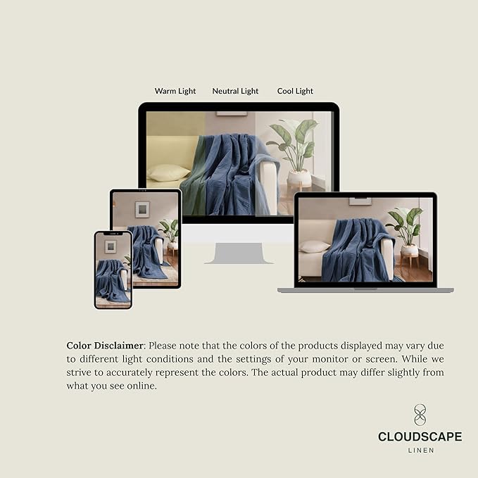 Cloud Scape Linen Extra Large 4 Layer Muslin Throw Blanket - 100% Cotton Gauze, Lightweight & Breathable All Season, Pre-Washed, for Couch & Bed, 50x70, Ensign Blue