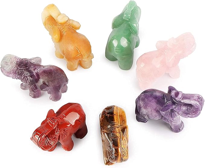 SMQ 2.0" Red Jasper Crystal Elephant Figurine Decor Women Gift Hand Carved Gemstone Good Luck Elephant Statue Decoration Healing Animal Stone for Home Office Living Room