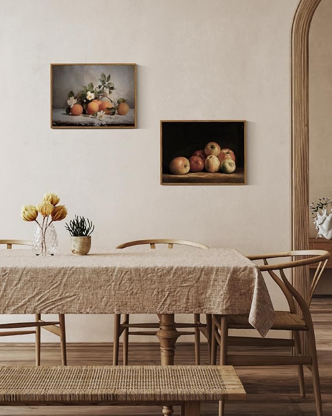 VIYYIEA Vintage Framed Apple Wall Art, Kitchen Bedroom Dining Room Fruit Art Decor, Still life of apples Canvas Print Paintings, French Country Home Farmhouse Dark Decor, 12x16 Inch