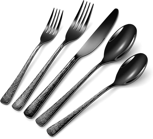 Silverware Set, 18/10 Stainless Steel 50 PieceFlatware Set for 10, Utensil Sets DishwasherSafe, Rust-Resistant, Modern Cutlery Set forHome, Wedding, Restaurant