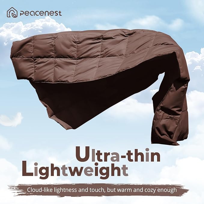 Peace nest Down Throw Blankets for Couch 50x70 Down Blanket for Indoor and Outdoor Throw Blanket use Soft Lightweight Throw Blanket Chocolate