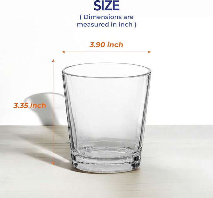 12.85 oz Highball Glasses, 6pc Water Glasses Drinking Set Thick Heavy Base, Glassware for Mojito, Juice, Milk, Mixed Drink|Dishwasher Safe