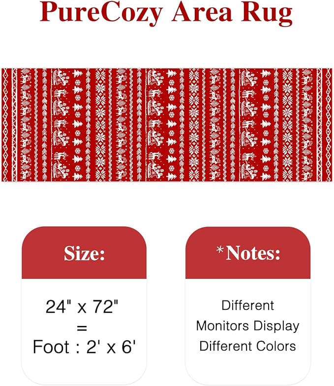 Christmas Runner Rug 2x6 Red Xmas Snowflake Washable Carpet Holiday Decor Kitchen Non Slip Soft Low Pile Long Carpet Throw Rug Laundry Room Living Room Bedroom Dining Room