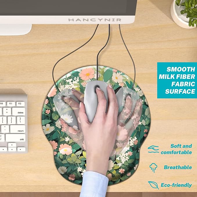 Ergonomic Mouse Pad Wrist Support, Flower Cat Gel Mouse Pads with Wrist Rest, Cute Funny Computer Mousepad for Desk Laptop, Comfortable Mouse Pad for Work Accessories Office Supplies Decor