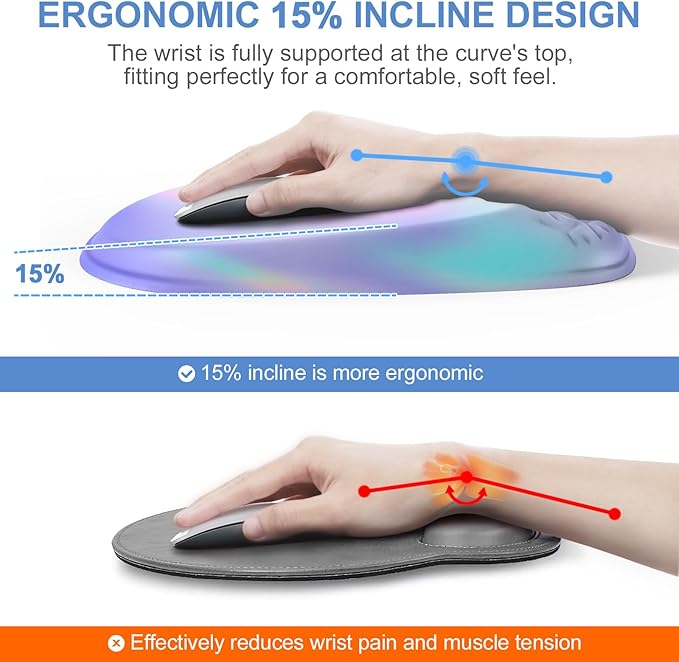 Mouse Pad with Wrist Rest, Comfortable Memory Foam Wrist Rest for Computer Keyboard, Ergonomic Mouse Pad Set for Easy Typing & Pain Relief - Gradient Blue Pink